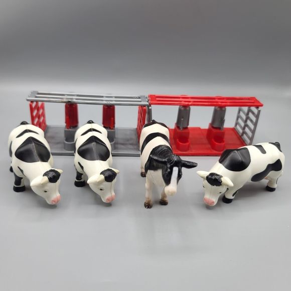 New Ray Toy Plastic Dairy Milking Stations With Cows Lot Of 6 Pieces - Picture 1 of 16